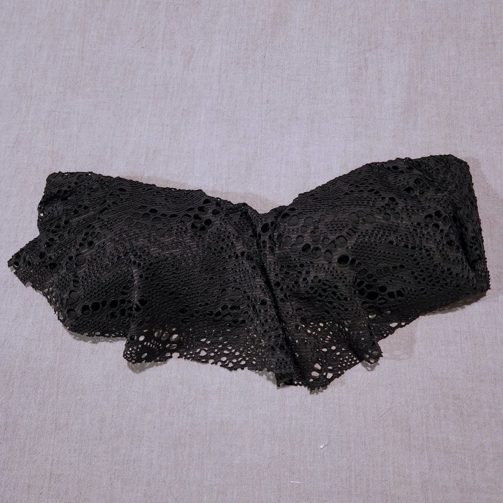 Like New - Black Massimo Strapless Bikini Top with Lace Outer Layer - Small